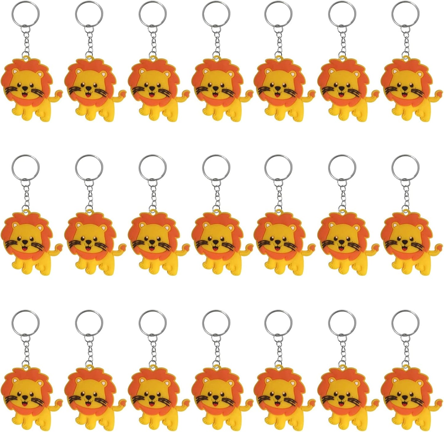 24 Pack Lion Keychains, Safari Animal Keychains for Jungle Safari Party Favors and Rewards