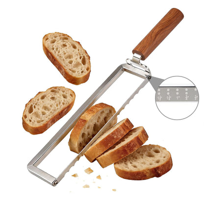 DIAFA Sourdough Bread Slicer for Homemade Bread, Stainless Steel Serrated Bread Knife with Wooden Handle and 6 Precise Scale Markings, Manual Bread Slicer Cutter, Bread Bow Knife