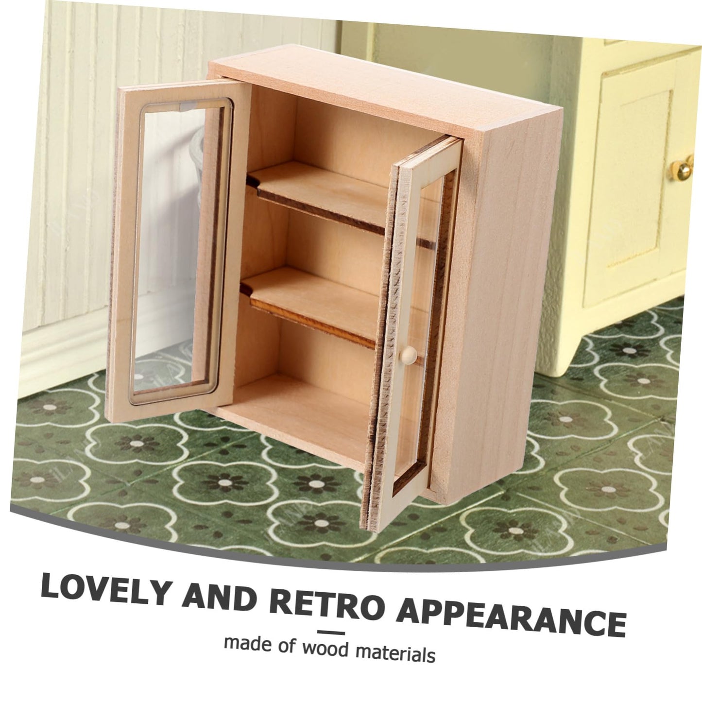 Toyvian Miniature Wooden Storage Cabinet, 3pcs 1:12 Scale Dollhouse Unfinished Wood Display Shelf Model Tiny Furniture Accessories for Doll House Bedroom Living Room Decor