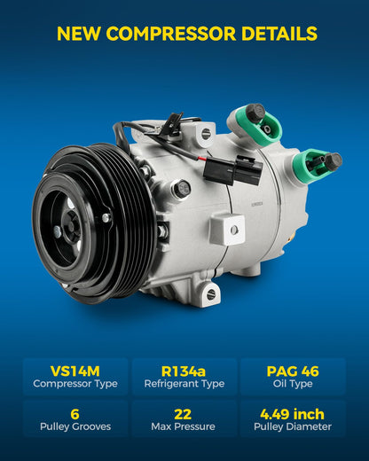PHILTOP NEW A/C Compressor 198332 Replacement for Kia Forte 2014-2018, Forte5 2014-2018, Forte Koup 2014-2016 2.0L, for Hyundai Elantra 2.0L 2014-2017, Elantra GT 2014-2017, Coupe 2014