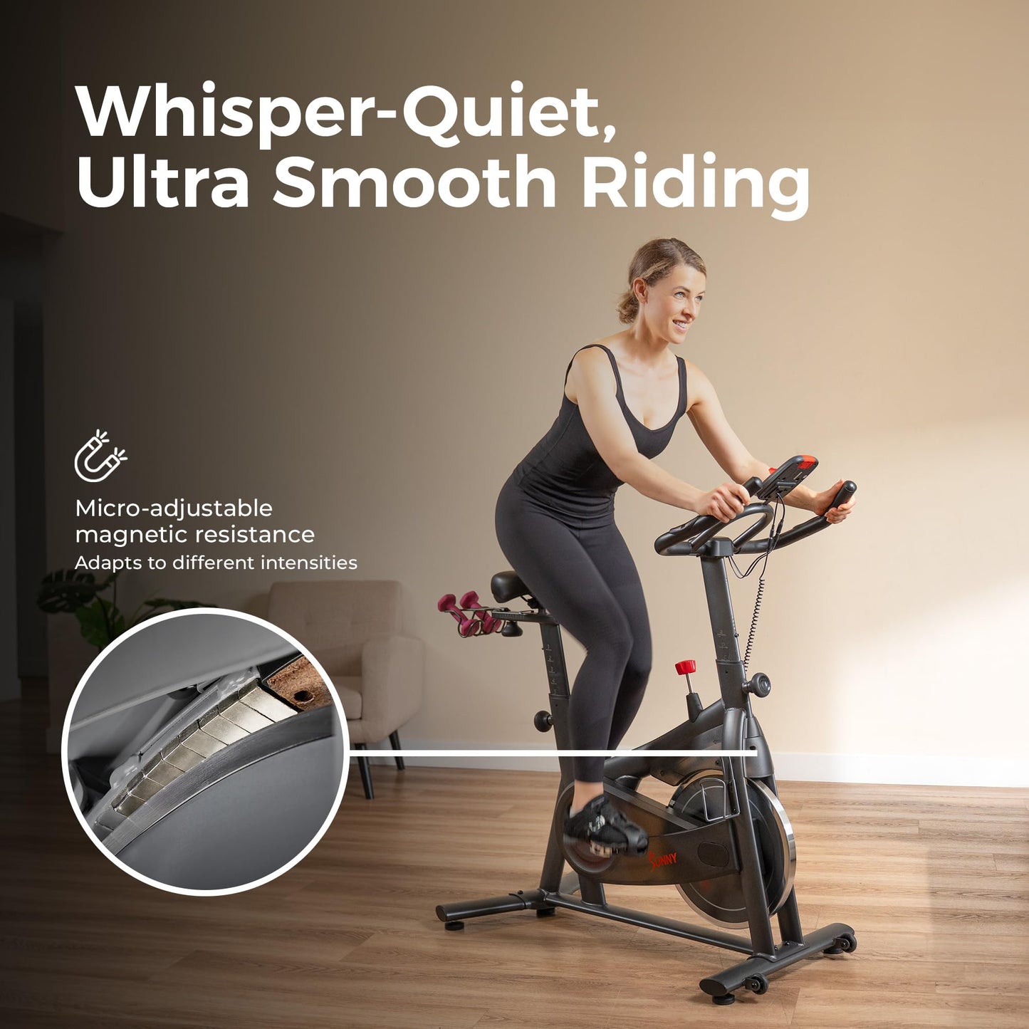 Sunny Health & Fitness ACTIVE 200 Smart Exercise Bike w/Pulse Sensor, Indoor Cardio Cycling Machine w/Adjustable Handlebar & Seat for Cardio Cycle Training, Free SunnyFit App Connection – SF-B124067