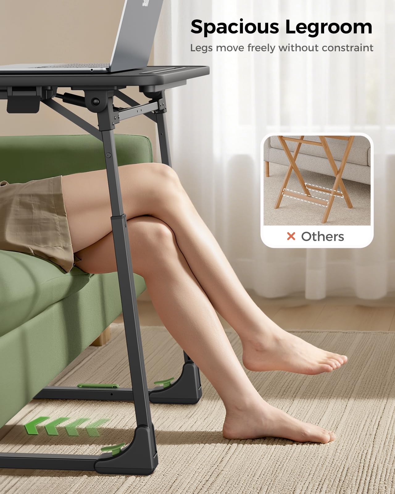 SAIJI Foldable TV Tray | Easy Folding Small Table, Height & Tilt Adjustable TV Trays for Eating, Working, Crafting - Sturdy TV Dinner Tables on Couch & Bed