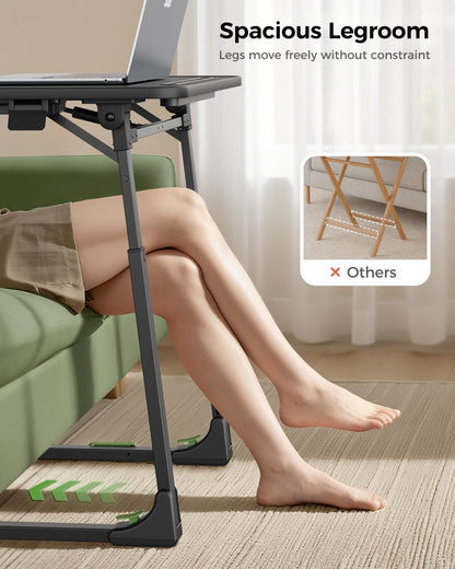 SAIJI Foldable TV Tray | Easy Folding Small Table, Height & Tilt Adjustable TV Trays for Eating, Working, Crafting - Sturdy TV Dinner Tables on Couch & Bed