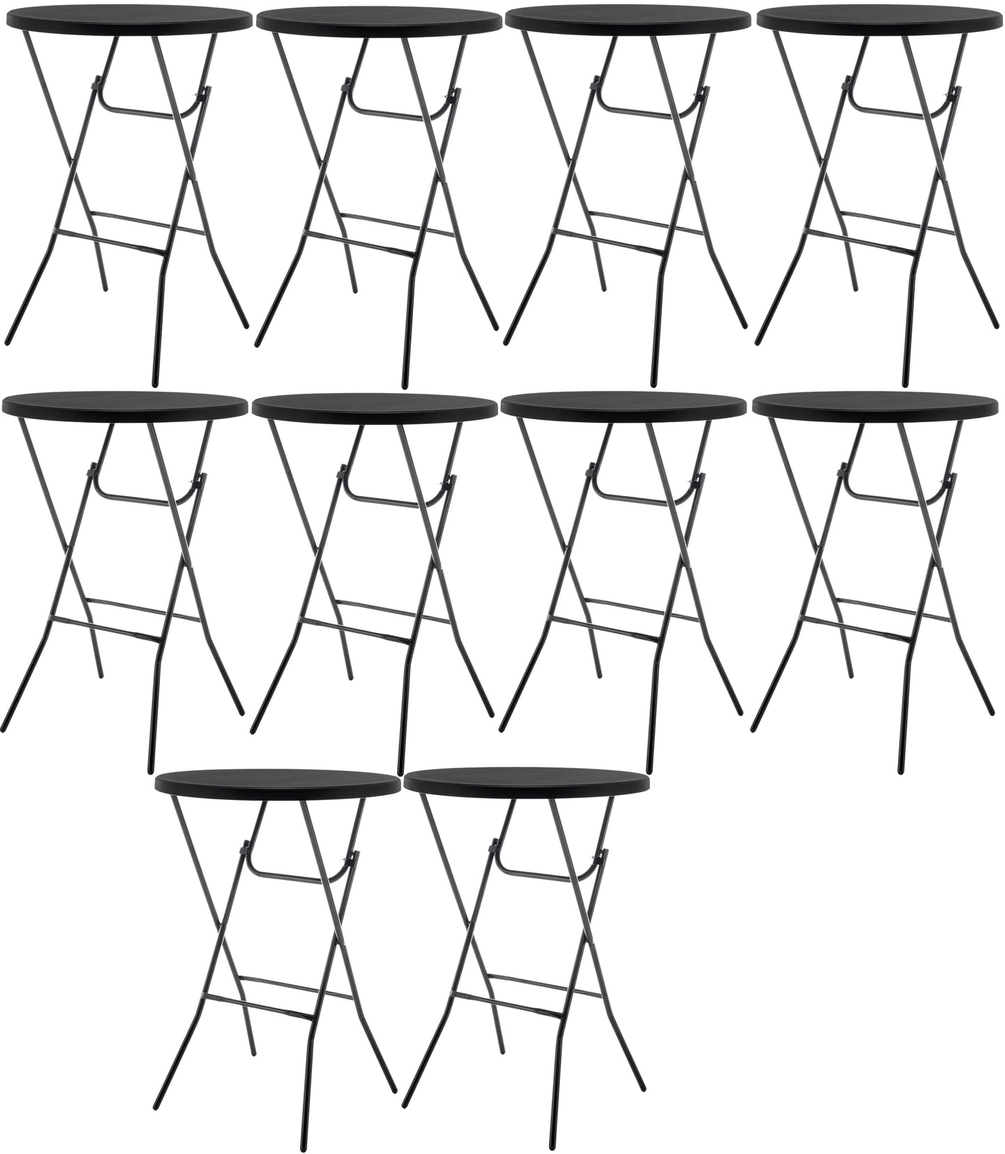 BTEXPERT Set of 10, Black 32" Round 43" Bar Height Granite Folding Commercial Portable Banquet Card Plastic Coffee Dining Table for Wedding Party Coffee Event Home Kitchen Indoor Outdoor-Ten