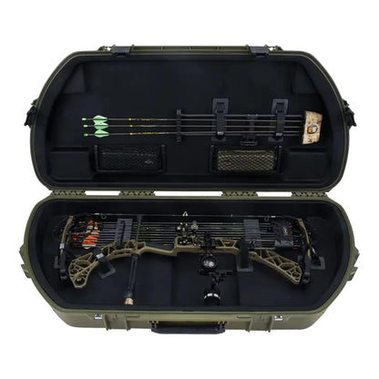 SKB Hard Protective Storage Case for Archery Bow and Arrows, iSeries Shaped Bow Case, Green - Quiver Holder and Gear Box for Hunting Accessories