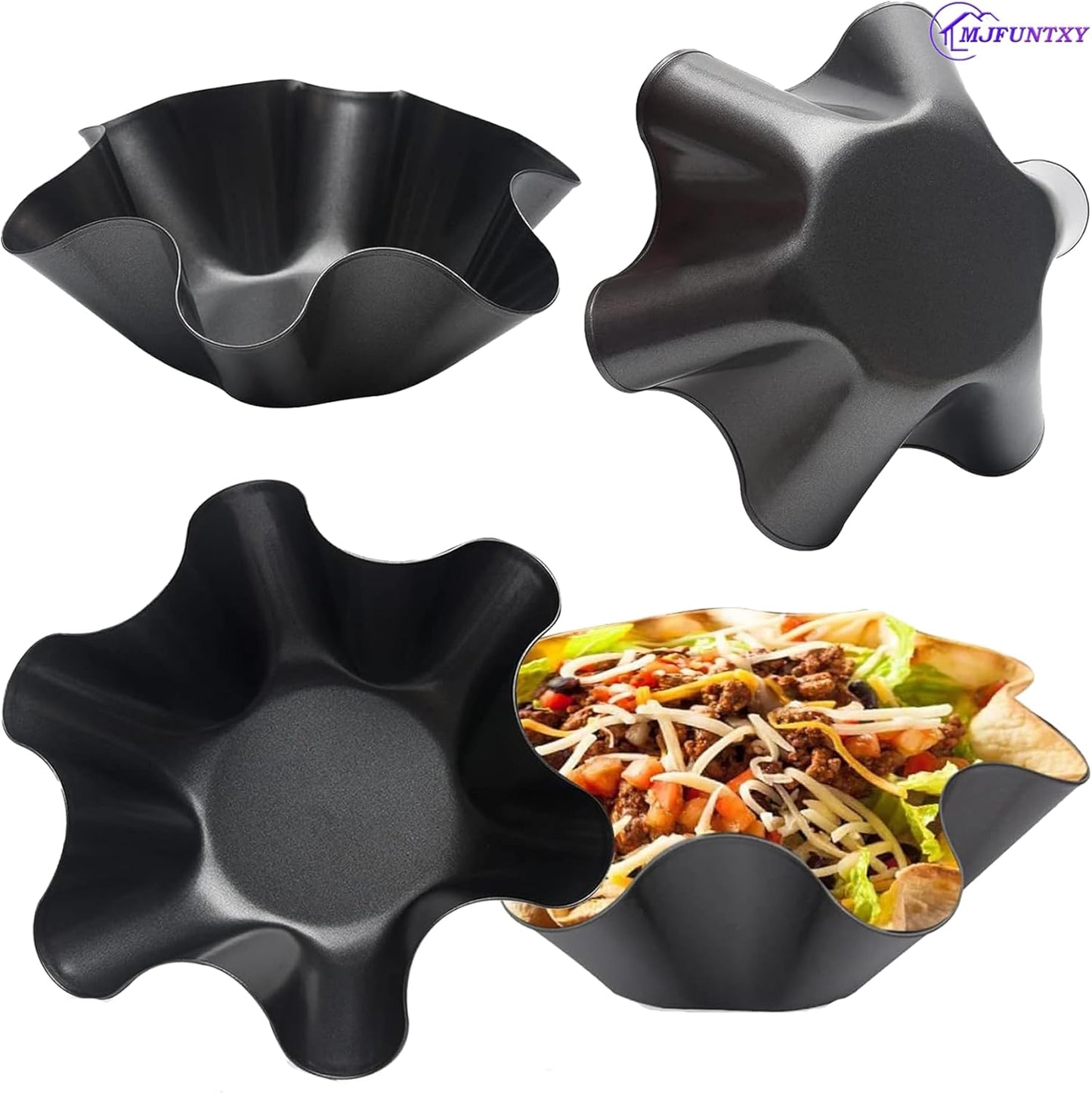 Tortilla Pan Set, 4pcs Nonstick Tortilla Bowl Maker, Carbon Steel Taco Salad Shell Molds for Kitchen, Microwave &