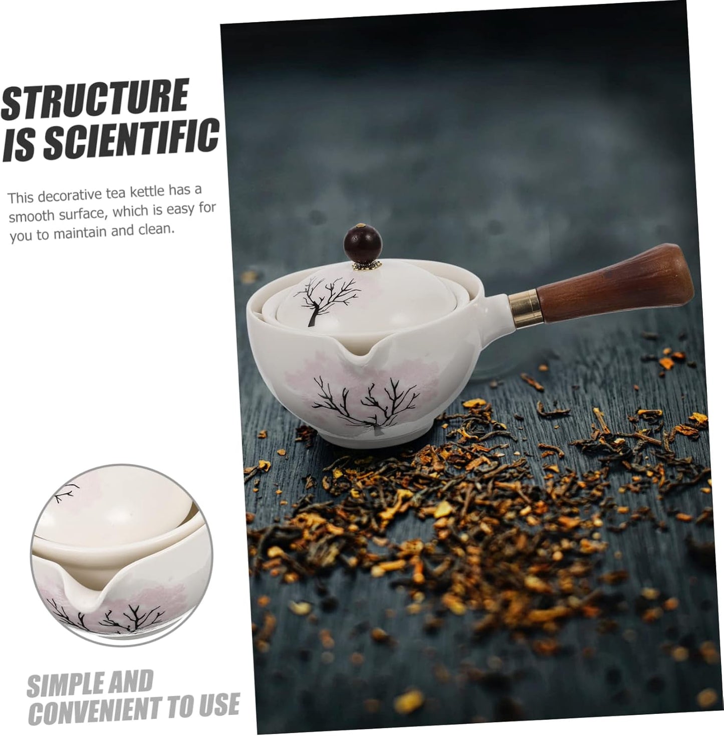 Vintage Kung Fu Teapot - Exquisite Traditional Flower Pattern Porcelain Tea Kettle, Classic Tea Infuser for Loose Tea,