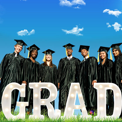 Graduation Decorations 2026 - 4PC Large Light Up Letters GRAD Sign, LED Marquee Letters for Class of 2026 Party Supplies,Kindergarten High School College Senior Decor, Table Wall Centerpiece Backdrop Props