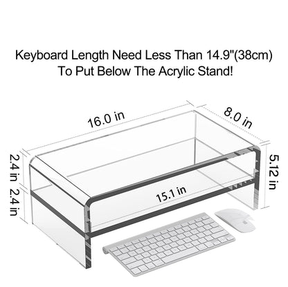 Egchi Clear Acrylic Monitor Stand Riser 2 Tier, 5.12 Inches High Clear Computer Desk Organizer Shelf for Multi Media PC Storage Laptop