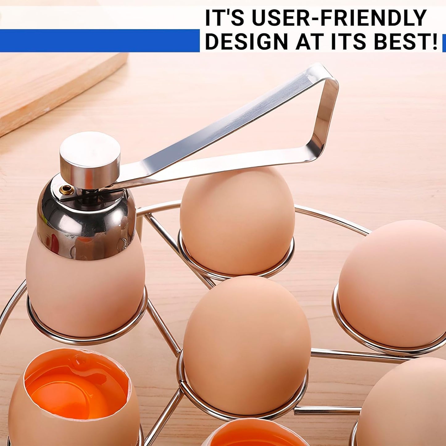 Egg Cracker Tool for Raw Eggs - Stainless Steel Shell Opener with Ergonomic Design, Adjustable Effort, Durable Build