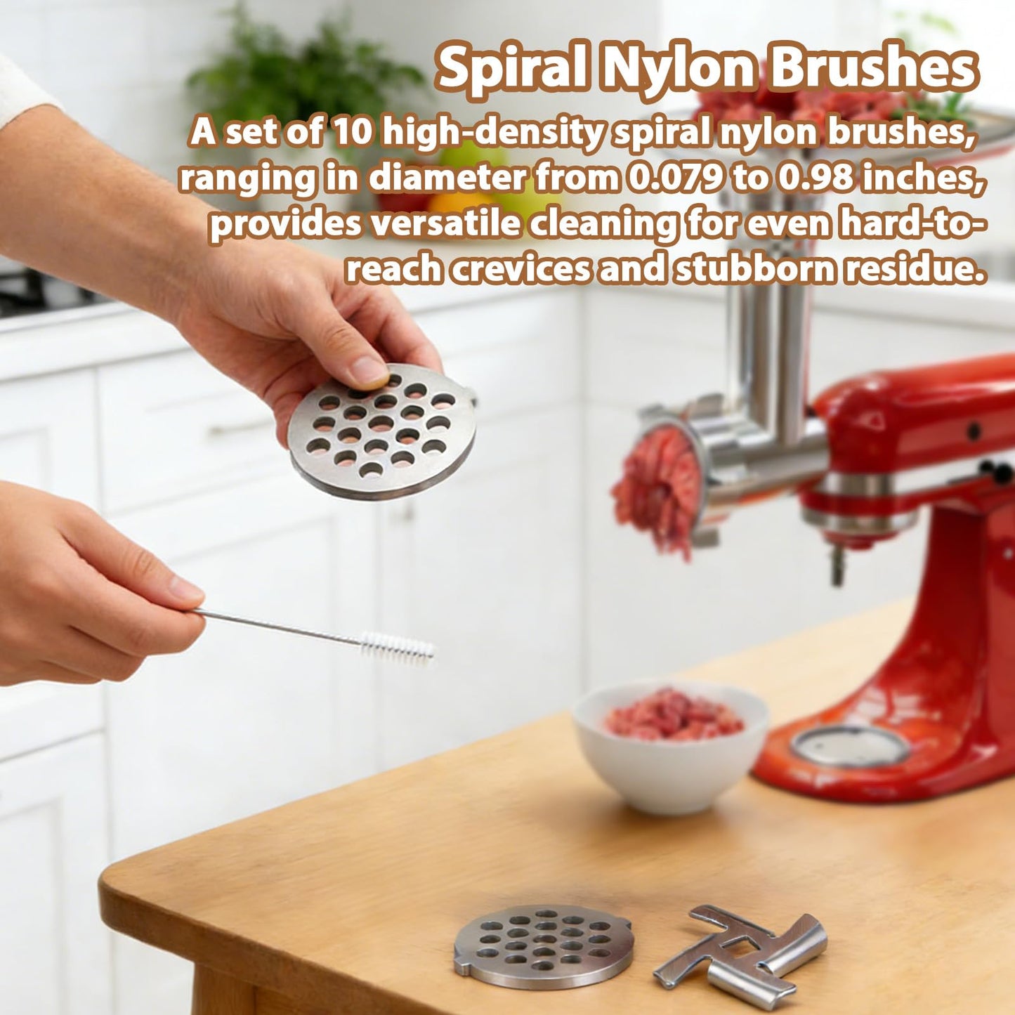 Heavy-Duty Multi-Purpose Kitchen Brush Set | for Meat Grinder, Mixer & Home Cleaning | Complete Kit for Stubborn Residue Removal (16-Piece Set)