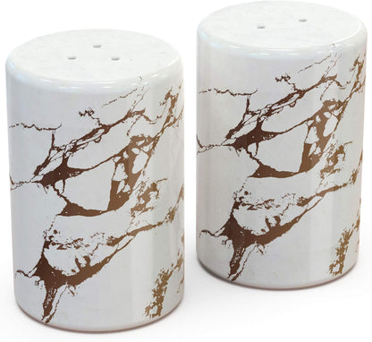 Modern Gold Ceramic Salt and Pepper Shaker Set with Lids