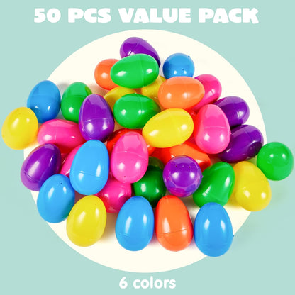 3.15" 150PCS JOYIN Easter Eggs, Large Fillable Plastic Eggs Empty Colorful Bright Eggshells with Hinge for Easter Hunt