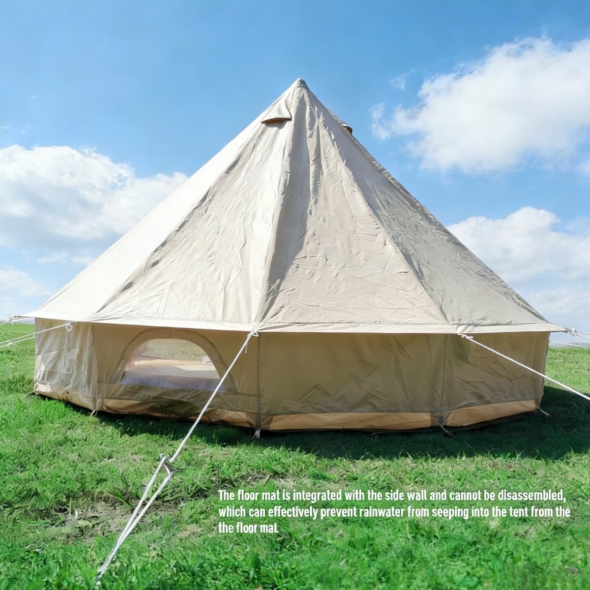 Outdoor Camping 13ft/16.4ft Oxford Bell Tent with Sewn-in Groundsheet for 4-8 Persons, Large Glamping 4M/5M Yurt Tent with Stove Jack for Winter Camping (13FT(4 Meter Bell Tent))