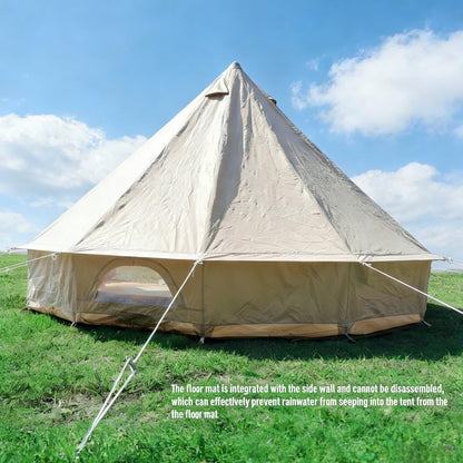 Outdoor Camping 13ft/16.4ft Oxford Bell Tent with Sewn-in Groundsheet for 4-8 Persons, Large Glamping 4M/5M Yurt Tent with Stove Jack for Winter Camping (13FT(4 Meter Bell Tent))