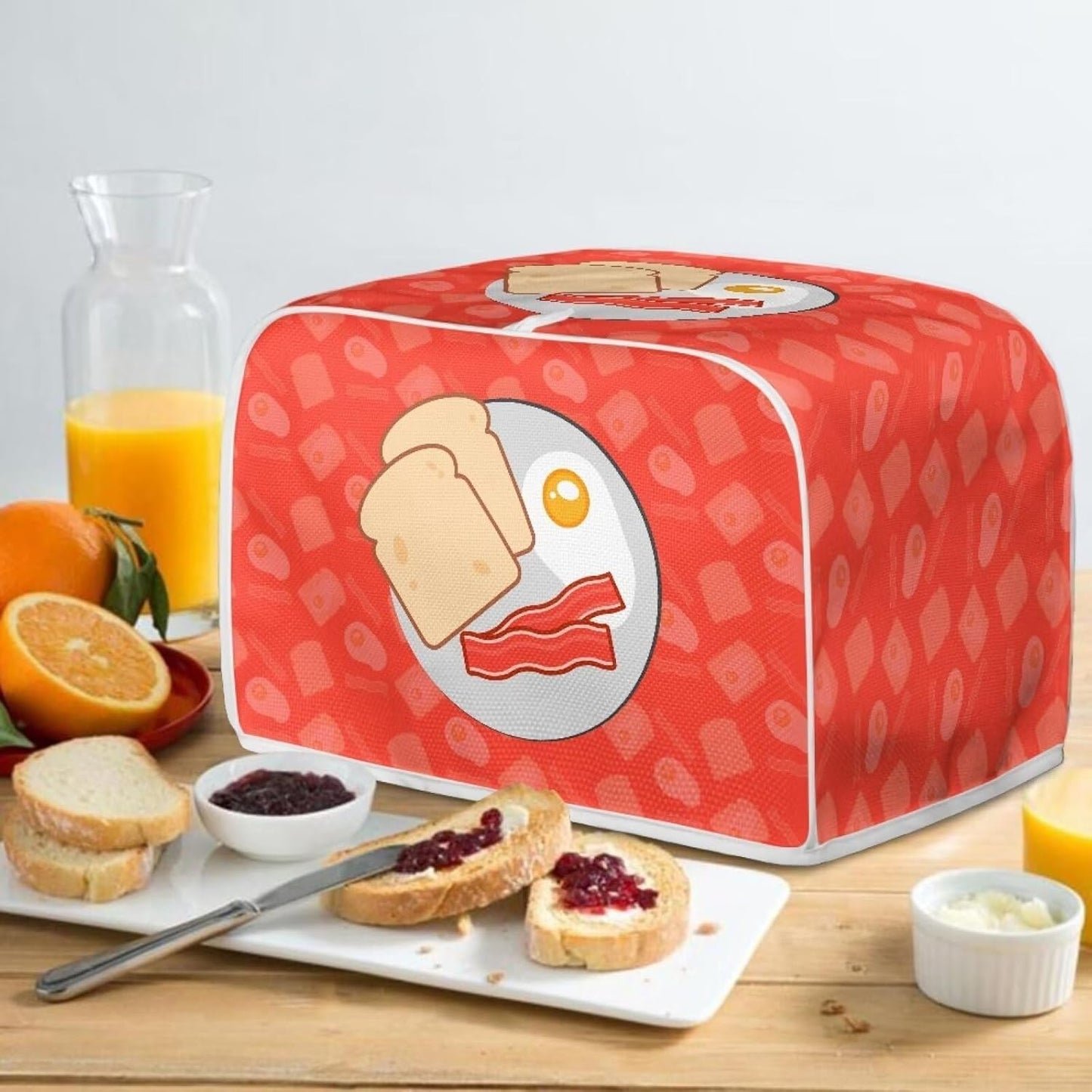 Toast Breakfast Toaster Cover - Bread Toaster Oven Cloth Cover with Top Handle, Waterproof Pink Organizer Bag