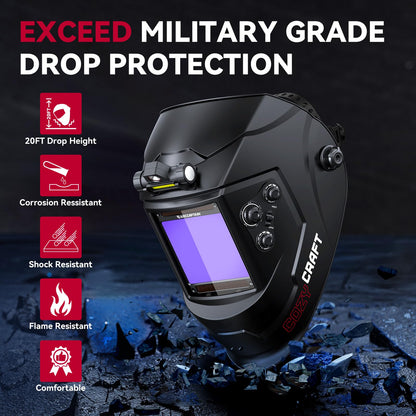 ARCCAPTAIN 55A Plasma Cutter, Non-Touch Pilot Arc High-Frequency Plasma Cutting Machine + ARCCAPTAIN Large View 3.94" x 3.66" True Color Auto Darkening Welding Helmet with Light