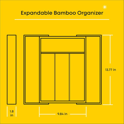 JoyJolt Bamboo Expandable Drawer Organizer for Kitchen Utensils, Adjustable Cutlery Tray with 4-6 Slots