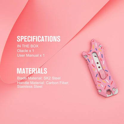 OKNIFE Otacle EDC Retractable Utility Knife, Box Opener Razor Knife, Multifunctional Tool with Belt Cutter, Bottle Opener, Hex Wrench and 6.35 mm Slotted Screwdriver(Doughnut)