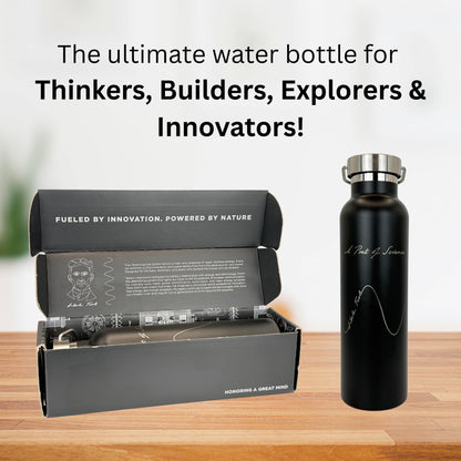 Nikola Tesla Inspired Insulated Water Bottle - 20oz Stainless Steel, Double-walled Insulation, Leak-proof | Science Gift, Engineer Gift, STEM Gift, Physics Gift, Teacher Gift (Alternating Current)