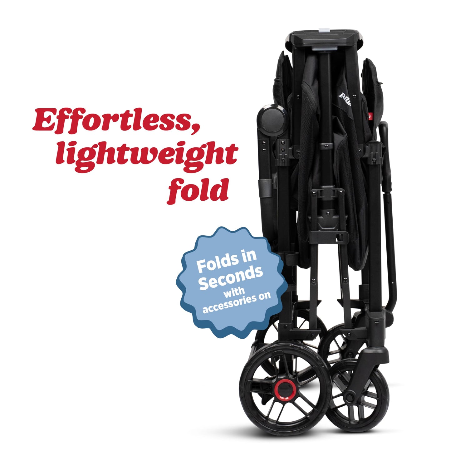 Radio Flyer Voya 2.0 XT 4-Seat Stroller Wagon, for Kids 6+ Months, Lightweight, Compact, Foldable, UV Canopy, Included Storage, Raised Folding Seats, Zippered Doors, Stroller Wagon for Kids