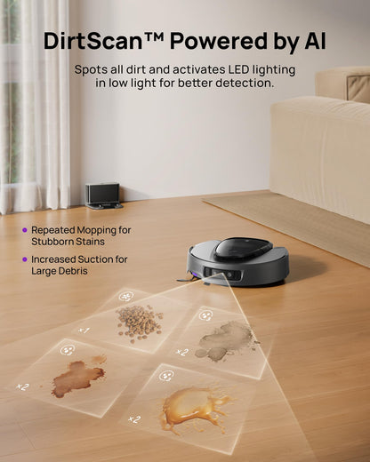 3i G10+ Robot Vacuum and Mop Combo, 18,000 Pa Suction, 60-Day Hands-Free Cleaning with Quiet Debris Compression, Smart LiDAR Navigation, Auto Extension Along Edges, Ideal for Hard Floors & Carpets
