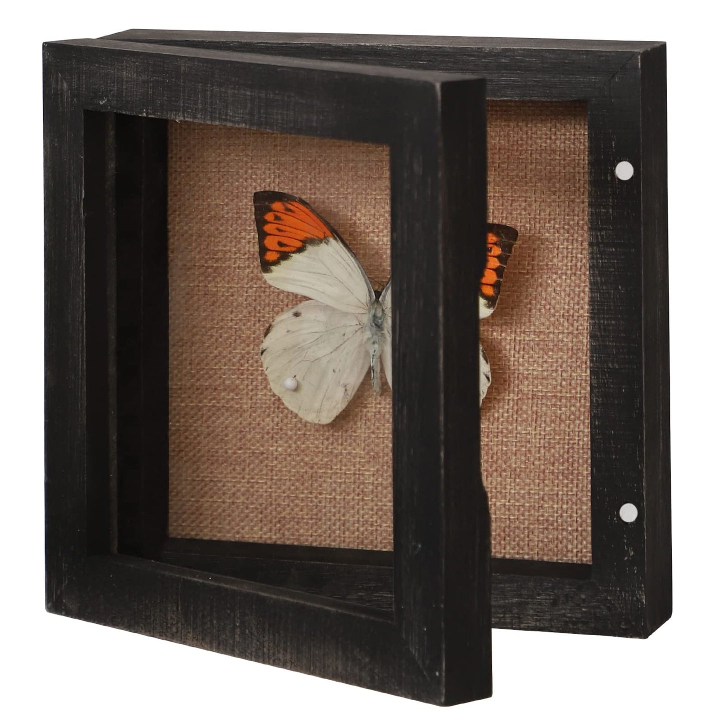 6x6 Square Shadow Box, Display Size 5x5 Shadow Box Frame with Glass, Small Display Case with Hinge and Magnetic Door for Shells Taxidermy Keepsake Photos Tickets Coins-Weathered Black
