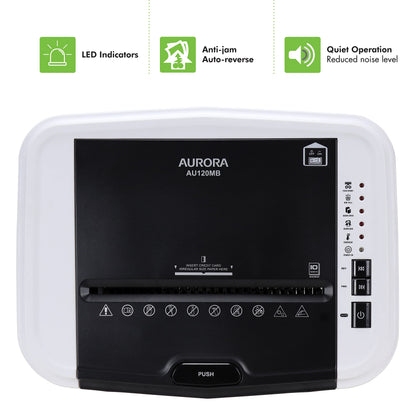 Aurora AU120MB 120-Sheet Auto Feed High Security Micro-Cut Paper Shredder / 30 Minutes (White/Black)