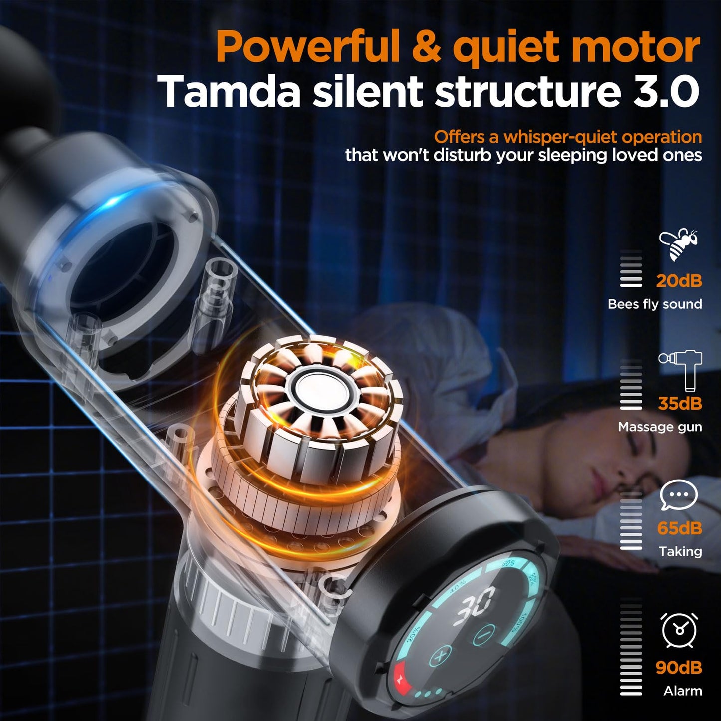 Massage Gun, Deep Tissue Percussion Massager for Pain Relief, Super Quiet Portable Body Relaxation Electric Muscle Massage Gun with 10 Attachment 30 Speed