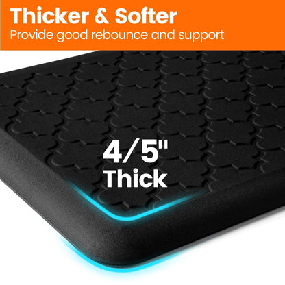 TranquilRelax 4/5 Inch Thick Anti-Fatigue Kitchen Mat Water Resistant Non-Slip Kitchen Floor Mat Ergonomic Comfort Standing Mat for Home Kitchen Office Laundry 17.3"x 24" Black