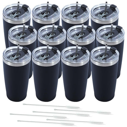 Dongni 20oz Tumbler Bulk Stainless Steel Vacuum Insulated Tumblers with Lid Double Wall Travel Mug Powder Coated Coffee Cup, Suitable for Ice Drinks and Hot Beverage（Mix 12 pack）