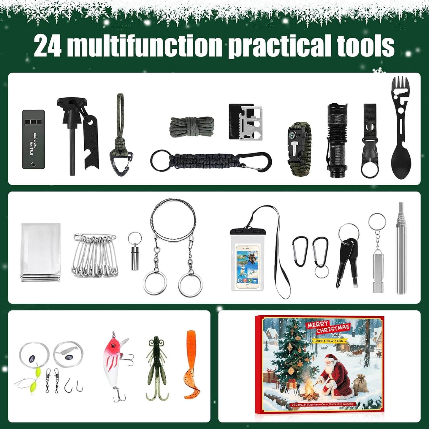Survival Advent Calendar 2025 - 24 Days of Outdoor Gear & Gadgets for Men and Teen Boys
