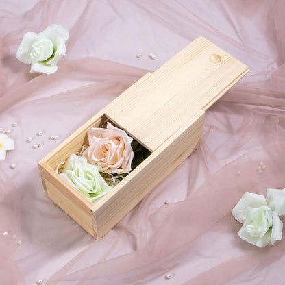 Unfinished Wooden Storage Box with Sliding Lid, Rustic Keepsake Box 7.8'' x 3.9'' x 3.1'' for Art Hobbies, DIY Lovers,