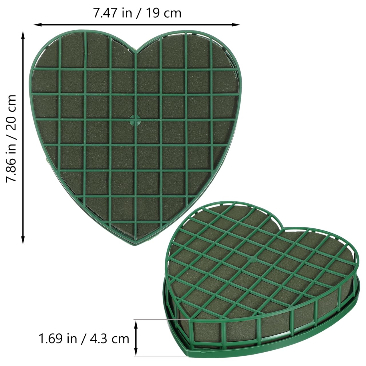 EXCEART Heart Shaped Floral Foam with 4Pcs Suction Cups, Green Wet Florist Sponge Blocks for Wedding Car Decoration, DIY Flower Arrangement Bricks for Parties & Anniversaries, Leak-Proof