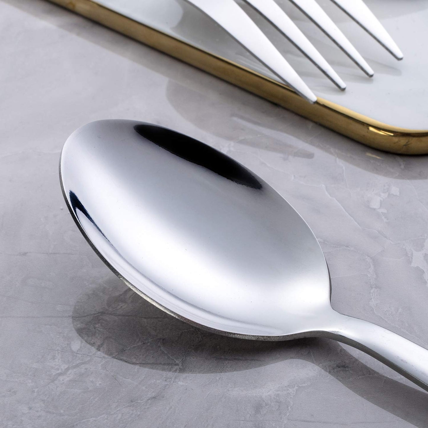 GoGeiLi Stainless Steel Serving Set, 3 Large Spoons and 3 Slotted Spoons, 9.5-inch Catering Set for Party, Banquet, Buffet, Dishwasher Safe