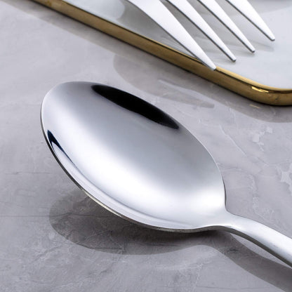 GoGeiLi Stainless Steel Serving Set, 3 Large Spoons and 3 Slotted Spoons, 9.5-inch Catering Set for Party, Banquet, Buffet, Dishwasher Safe