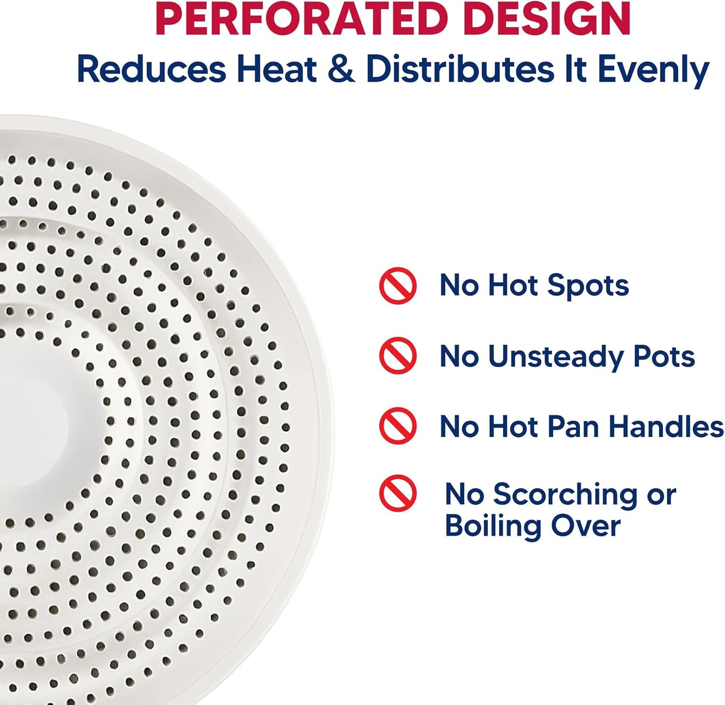 HIC Kitchen Heat Diffuser Reducer Flame Guard, Stainless Steel, Removable Handle