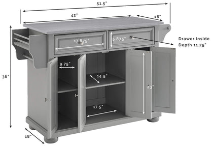 Crosley Furniture Full Size Stainless Steel Rolling Kitchen Island Storage Cart, Microwave Stand, Spice Rack, Gray