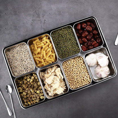 Seasoning Container Set Condiment Jars 8 Grids Stainless Steel Salt Sugar Storage Organizers Box Kitchen Utensils