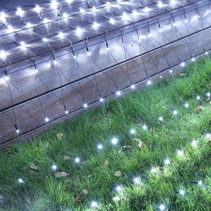 iBaycon 4ft × 6ft Solar Net Mesh Lights, Solar Powered Christmas Net Light Outdoor Waterproof, 8 Modes Bush Netting Lights for Xmas Trees, Party, Garden, Wedding, Outdoor Decorations (White, 2PACK)