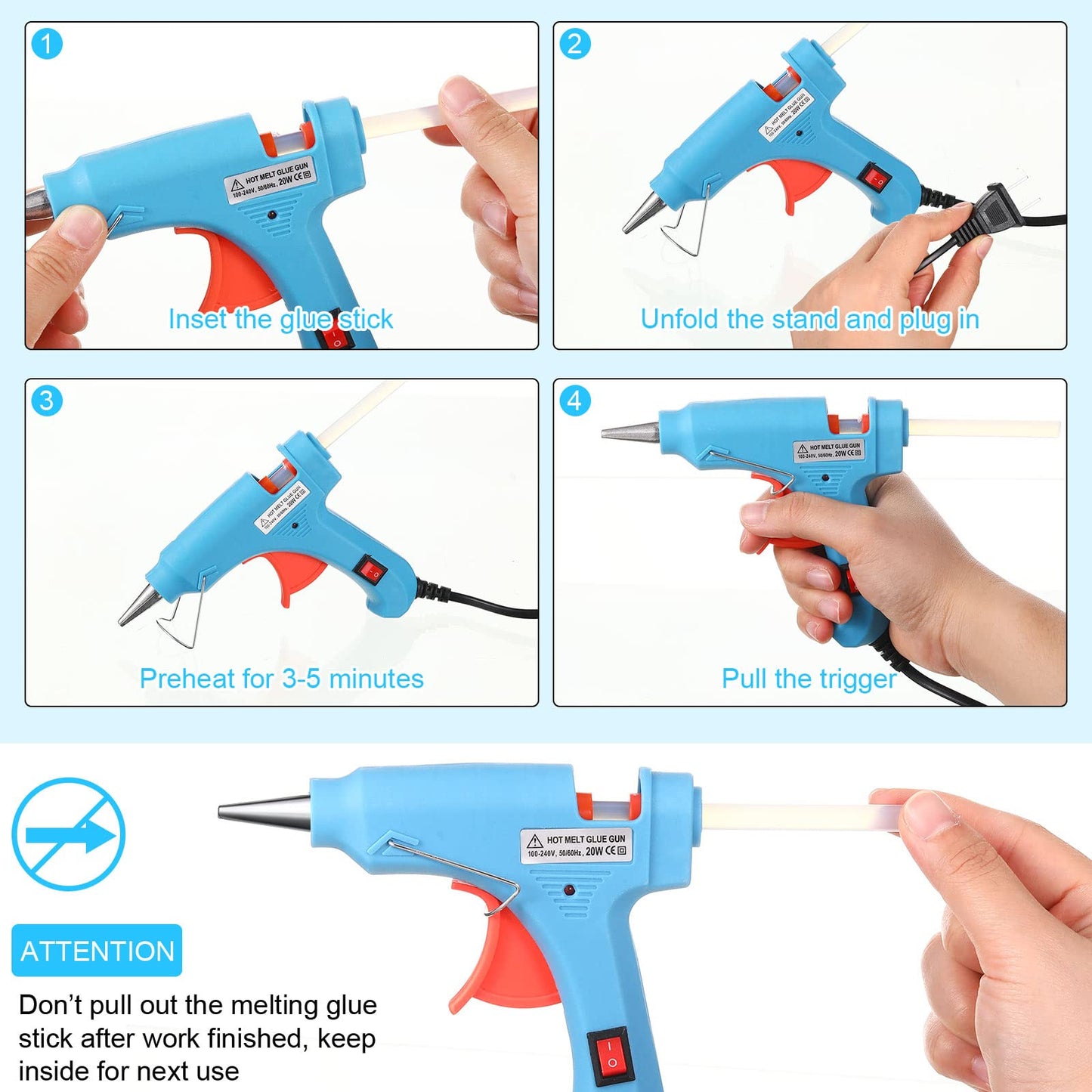 Zhengmy 6 Pieces Mini Hot Glue Gun Crafts Hot Melt Guns Fast Preheating and Easy Squeeze Trigger for School DIY Arts Class Projects Office Home Quick Repairs (Multicolored)
