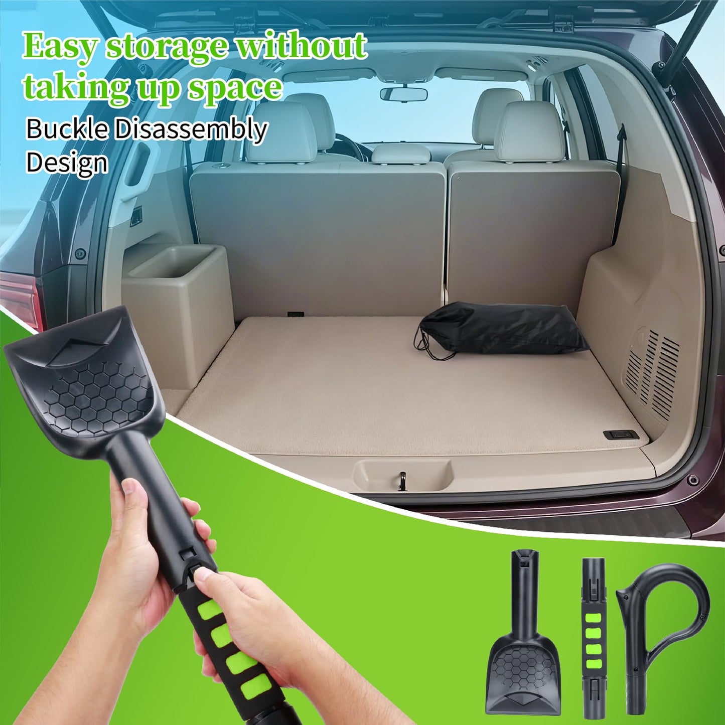 25.8'' Larger Ice Scrapers for Car Windshield | Dang Near Indestructible Ice from Scrape Frost and Ice |3-in-1 Emergency Snow Shovel | Detachable Remover with Foam Grip for Small Cars, Trucks, SUVs