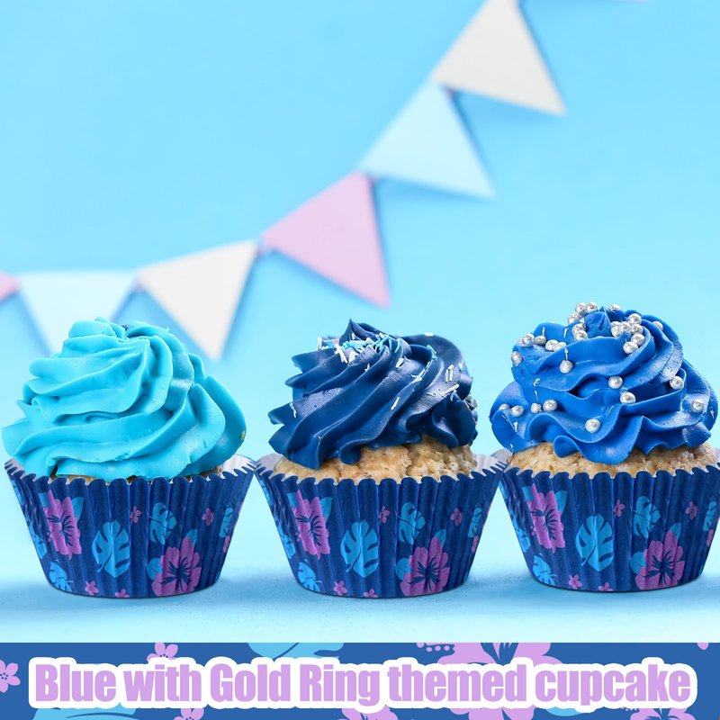 Tioncy 300 Pcs Hawaiian Cupcake Liners Tropical Cartoon Cupcake Liners Flowers and Leaves Tropical Themed Cup Cake Wrappers for Summer Birthday Party Supplies Cake Decoration