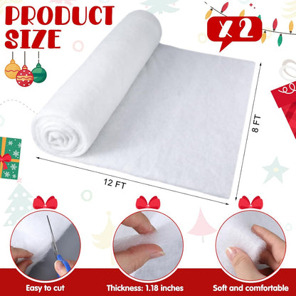 1 Pack 8 12ft Tondiamo ft x Christmas Snow Blanket Roll for Christmas Decorations Village Large Fake Artificial Snow