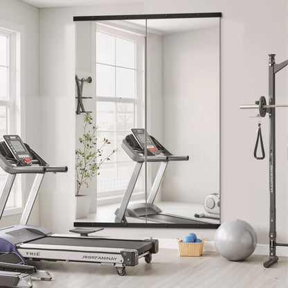 TRAHOME Home Gym Mirror for Wall,70x24x2PCS Full Length,Glass Frameless Body Large Mirror for Home Gym,Workout,Bedroom,Garage(Black)