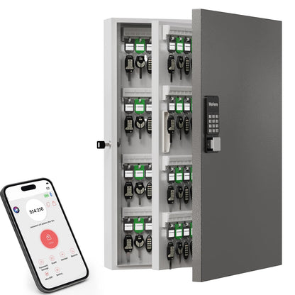 DiDiHer192-Key Smart Key Lock Box with Key Management App(Track Key Borrow/Return), Keypad, Bluetooth & WiFi Unlock (Sold Separately), Wall-Mount Commercial Key Cabinet for School, Rental, Office