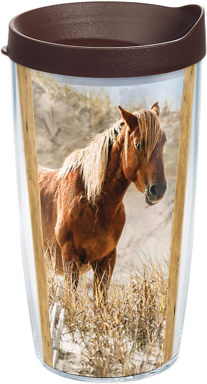 Tervis Coastal Wild Horses Double Walled Insulated Tumbler Travel Cup, 16oz, Made in USA