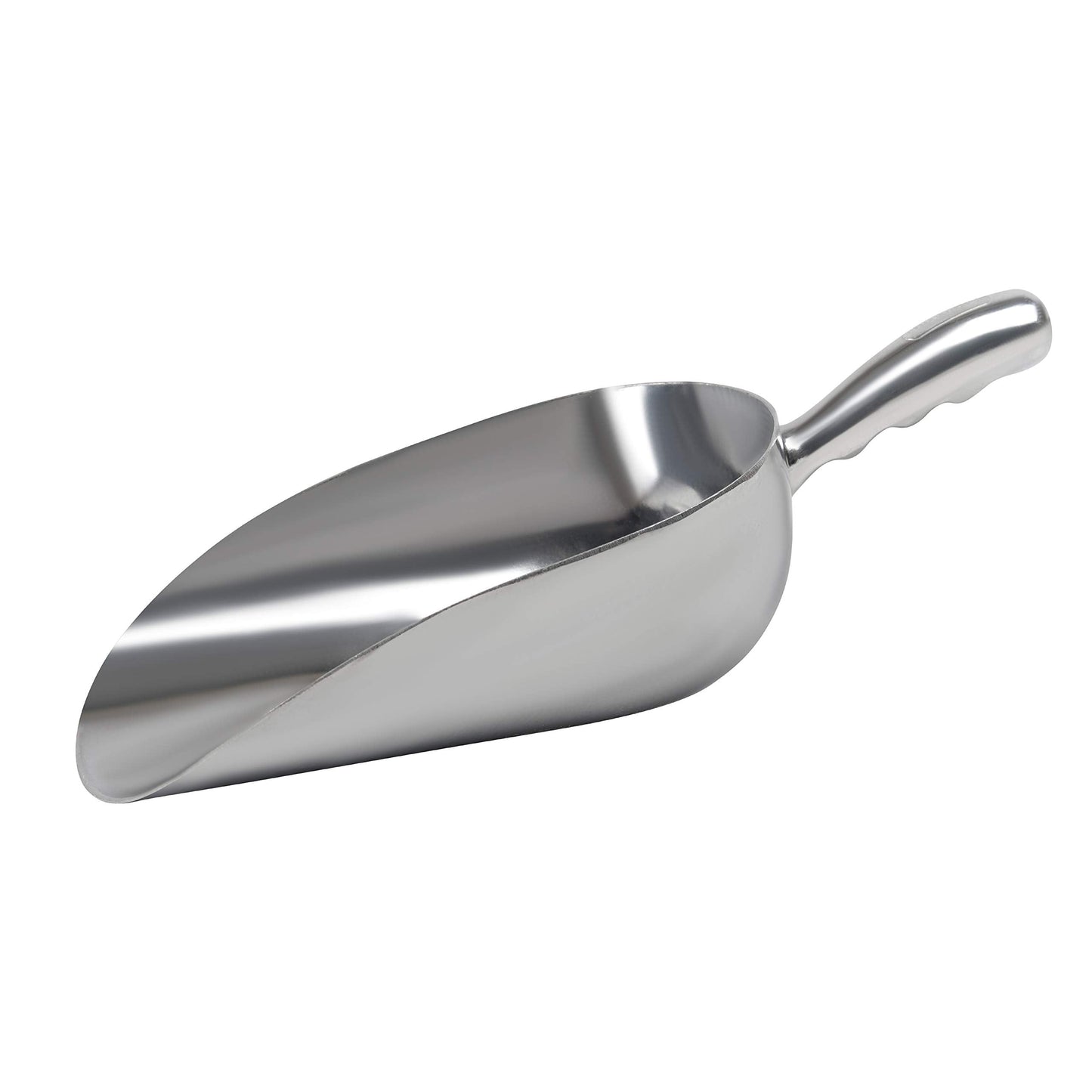 Cast Aluminum Utility Scoop - 38 oz. - Round Bottom, ice scoop For Multi-Purpose Use, With Finger Groove Handle (38 oz.)