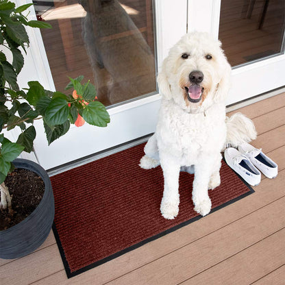 Notrax 109 Industrial Door Mat, 3' x 10' Large Entrance Mat, Heavy Duty Commercial Rug for Businesses, Welcome Lobbies, Garage, and Mudroom, Made in the USA, Red, Brush Step 109S0310RB