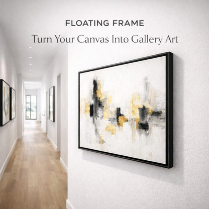 Prixas Print Floater Frame for Canvas Paintings - 1.25" Deep Gallery Floating Picture Frame with Premium PS Frame (Not Solid Wood), Made in USA Wall Art Decor (Black, 8x8)